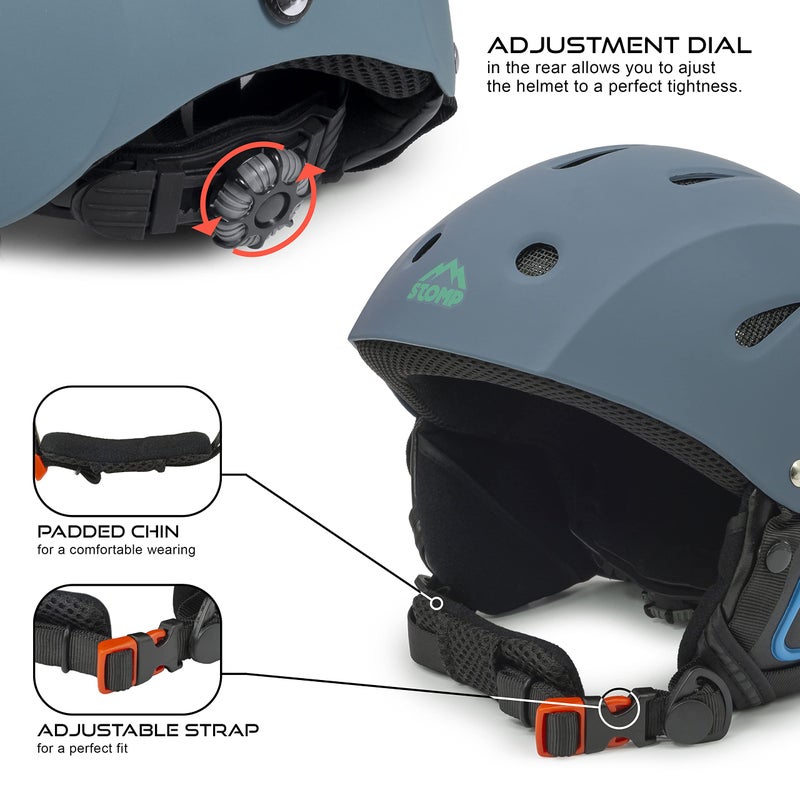 STOMP Ski & Snowboarding Snow Sports Helmet with Build-in Pocket in Ear Pads for Wireless Drop-in Headphone (Matte Blue, X-Large) - Image 3